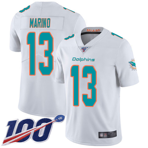 Nike Miami Dolphins #13 Dan Marino White Men Stitched NFL 100th Season Vapor Limited Jersey